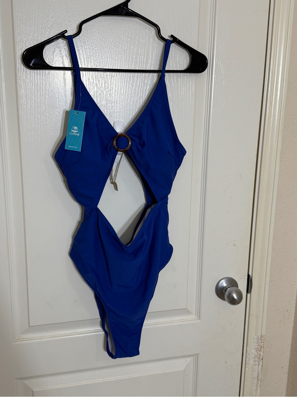 Cupshe Royal Blue Cutout One Piece Swimsuit O-Ring High Cut Boho Monokini L